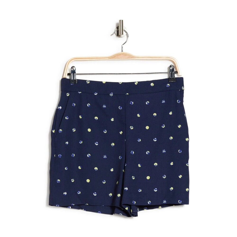 Halogen Women's Soft Pull On Shorts In Blue Multi Colour Polka Dot Size S $79